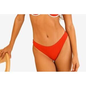 Dippin Daisy's Red Mojave Bikini Bottom V-Cut Front Swimwear Size M Medium NEW